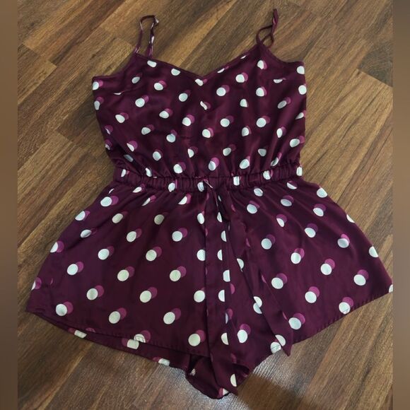 Polka Dot One Piece - Burgundy and White - Picture 3 of 5